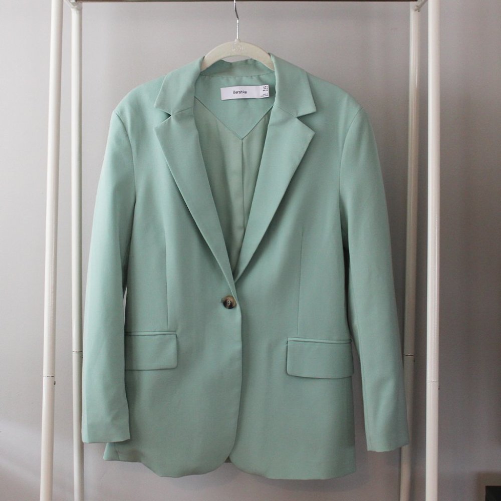 Bershka core oversized blazer in sage